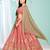 eay-catching Peach gotta patti with zari Embroidered satin Semi Stitched Lehenga