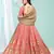eay-catching Peach gotta patti with zari Embroidered satin semi stitched lehenga