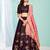 nice Wine gotta patti satin Semi Stitched Lehenga