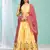 archaic Yellow gotta patti satin semi stitched lehenga