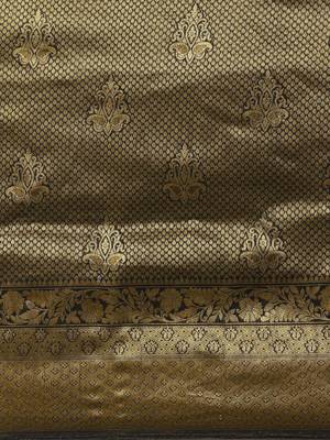 Black woven pure dupion silk saree with blouse 4