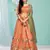 Entertaining Orange gotta patti with zari Embroidered satin semi stitched lehenga