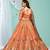 Entertaining Orange gotta patti with zari Embroidered satin Semi Stitched Lehenga