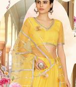 Bewitching Yellow gotta patti net Semi Stitched Lehenga
