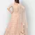 Graceful Peach thread and Zari Embroidered net semi stitched lehenga