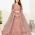 Charming Dark-peach thread and Zari Embroidered net semi stitched lehenga