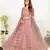 Charming Dark-peach thread and Zari Embroidered net semi stitched lehenga