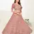 Charming Dark-peach thread and Zari Embroidered net semi stitched lehenga