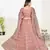 Charming Dark-peach thread and Zari Embroidered net semi stitched lehenga