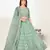 Colorful Green thread and Zari Embroidered net semi stitched lehenga