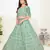 Colorful Green thread and Zari Embroidered net semi stitched lehenga