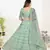 Colorful Green thread and Zari Embroidered net semi stitched lehenga