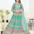 Comely sea blue thread and zari embroidered with foil mirror heavy 60gm georgette semi stitched lehenga