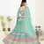 Comely sea blue thread and zari embroidered with foil mirror heavy 60gm georgette semi stitched lehenga