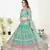 Comely sea blue thread and zari embroidered with foil mirror heavy 60gm georgette semi stitched lehenga