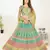 Attractive sea green thread and zari embroidered with foil mirror heavy 60gm georgette semi stitched lehenga