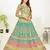 Attractive sea green thread and zari embroidered with foil mirror heavy 60gm georgette semi stitched lehenga