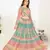 Captivating Light-peach thread and zari embroidered with foil mirror heavy 60gm georgette semi stitched lehenga