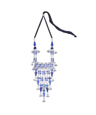 Blue Coloured Stone Studded Long Necklace Set for Women and Girls 3