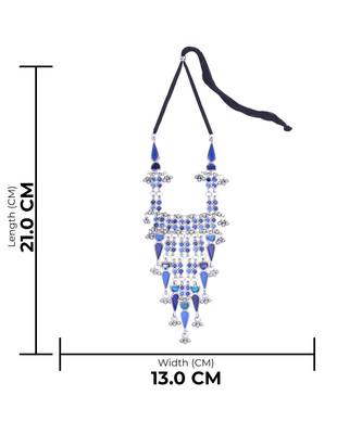 Blue Coloured Stone Studded Long Necklace Set for Women and Girls 5