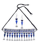 Blue Stone Studded Antique oxidised Choker Set for Women and Girls