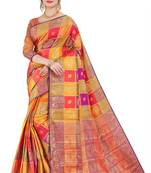Multicolor woven banarasi silk saree with blouse