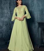 Green resham embroidery satin salwar