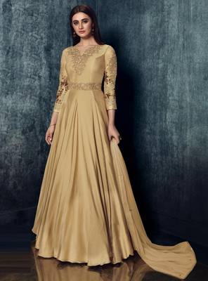 Champagne zari satin salwar 1