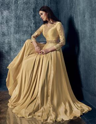 Champagne zari satin salwar 2