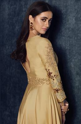 Champagne zari satin salwar 4