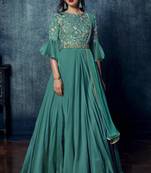 Teal sequins satin salwar