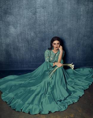 Teal sequins satin salwar 2