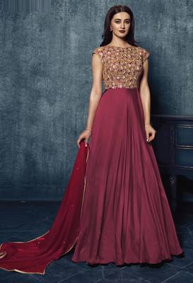 Wine sequins satin salwar 1