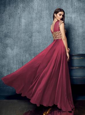 Wine sequins satin salwar 2