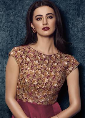 Wine sequins satin salwar 4
