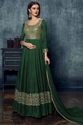 Green sequins satin salwar 1
