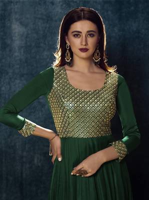 Green sequins satin salwar 3