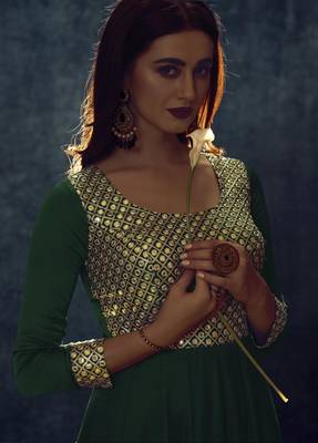 Green sequins satin salwar 4
