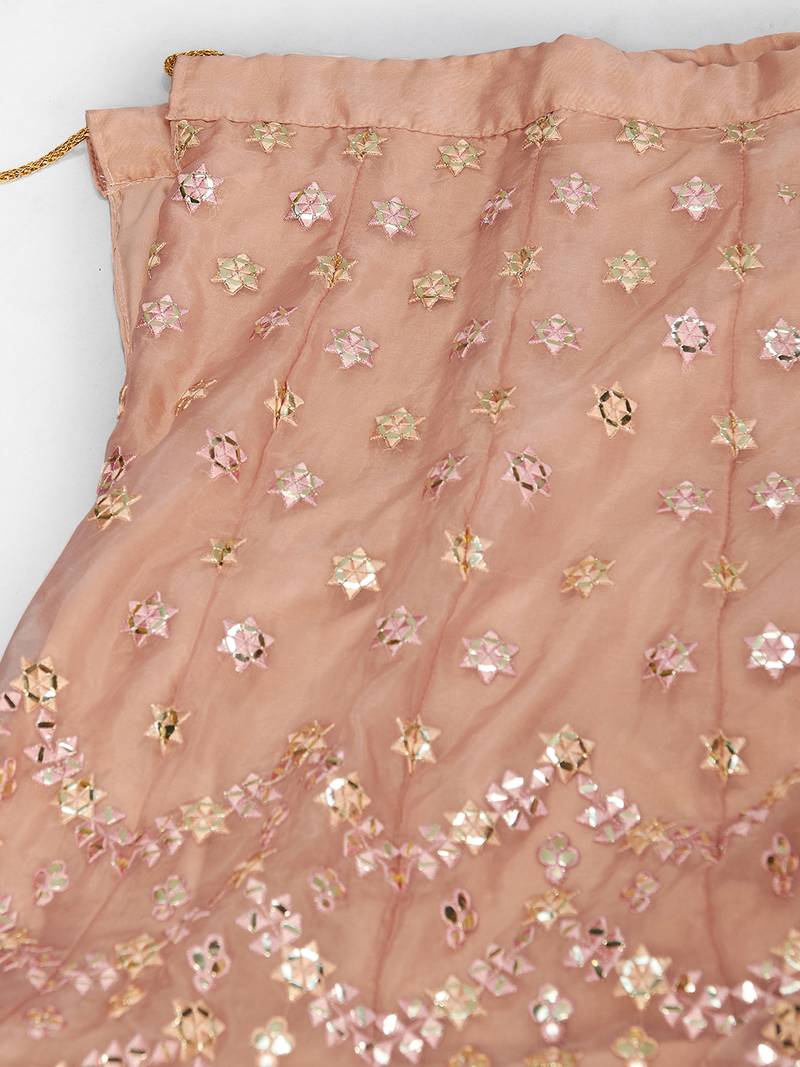 Mesmerizing Peach Thread embroidered Organza Lattest Designer Lehenga choli