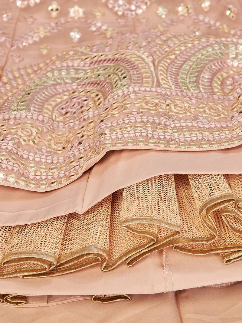 Mesmerizing Peach Thread embroidered Organza Lattest Designer Lehenga choli