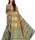 Multicolor woven banarasi silk saree with blouse