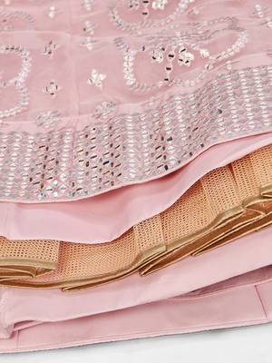 Marvelous Baby pink Thread Embroidered with Foil Mirror Soft Organza Ethnic Lehenga choli 9