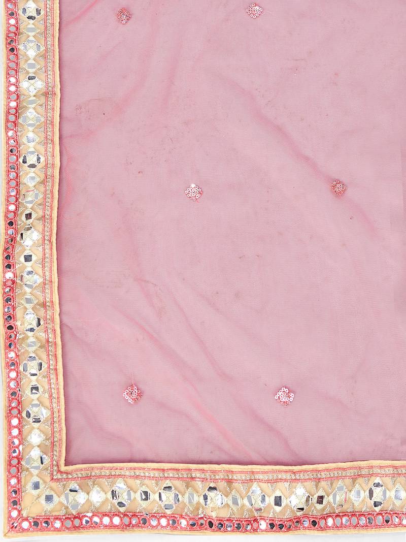 Gorgeous Light Yellow Thread Embroidered with Foil Mirror Organza Semi Stitched Ghagra choli