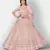 beauteous Peach thread embroidered with Foil Mirror Soft Tissue organza semi stitched lehenga