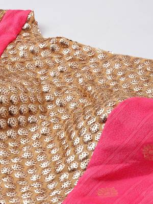 Pink Jacquard Art_Silk Stitched Zari_Woven Party-Wear-Gowns 4