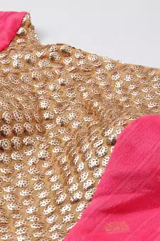 Pink Jacquard Art_Silk Stitched Zari_Woven Party-Wear-Gowns