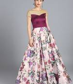 Multicolor Digital_Print Taffeta Stitched Dots_Print Party-Wear-Gowns