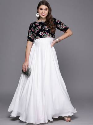 White Embroidered Satin Stitched Dori_Embroidery Party-Wear-Gowns 1