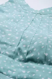 Blue Printed Georgette Stitched Dots_Print Party-Wear-Gowns