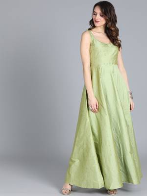 Green Printed Taffeta Stitched Dots_Print Party-Wear-Gowns 4